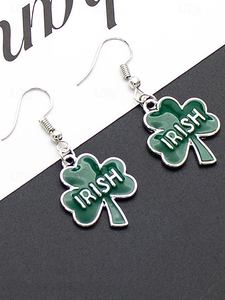 Женские серьги-подвески ко Дню Святого Патрика, дизайн с зеленым клевером и шляпой лепрекона, серьги-подвески из сплава, праздничные ирландские украшения для вечеринки для женщин. 2026 - $7.99 –P6