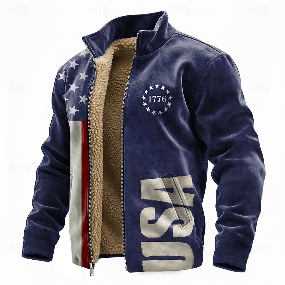 4 iulie 2026 250 de ani Ziua Memorială Hanorac cu fermoar T-Shirt bărbătesc cu steagul SUA casual exterior zilnic 2026 - $42.99 –P1