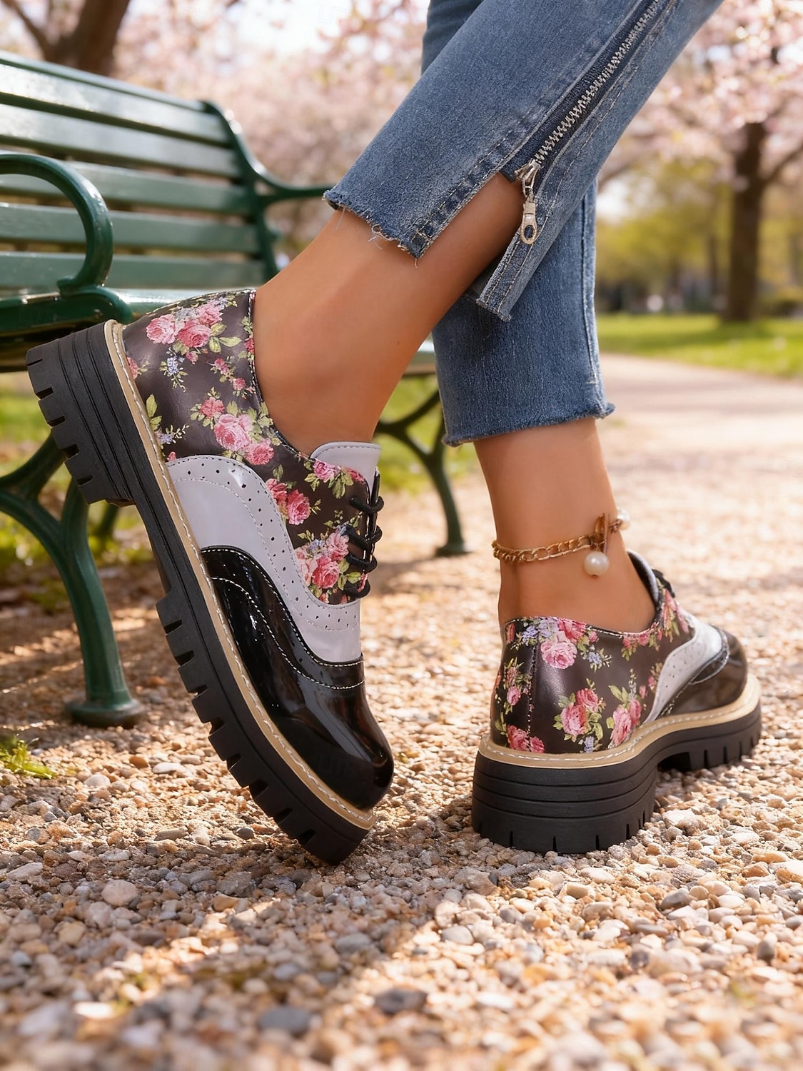 Γυναικεία vintage φλοράλ πλατφόρμες brogues της δεκαετίας του 1970 – ρετρό λουστρίνι με κορδόνια από συνθετικό δέρμα για casual εξόδους, street style και καθημερινή χρήση 2026 - $32.99 –P4