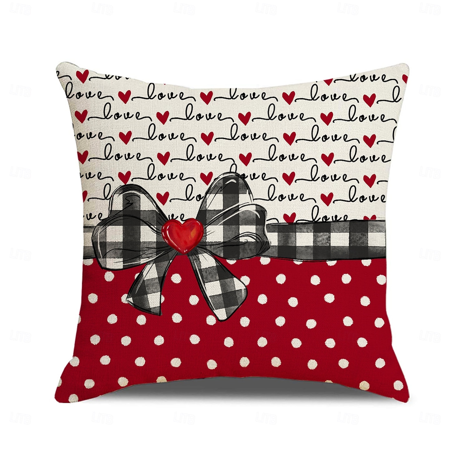 povlak na polštář s motivem srdce na Valentýna, dekorativní polštář s potiskem lnu, polštář do čela postele do ložnice, slavnostní dekorační polštář na postel, pohovku, obývací pokoj 2026 - $12.99 –P7