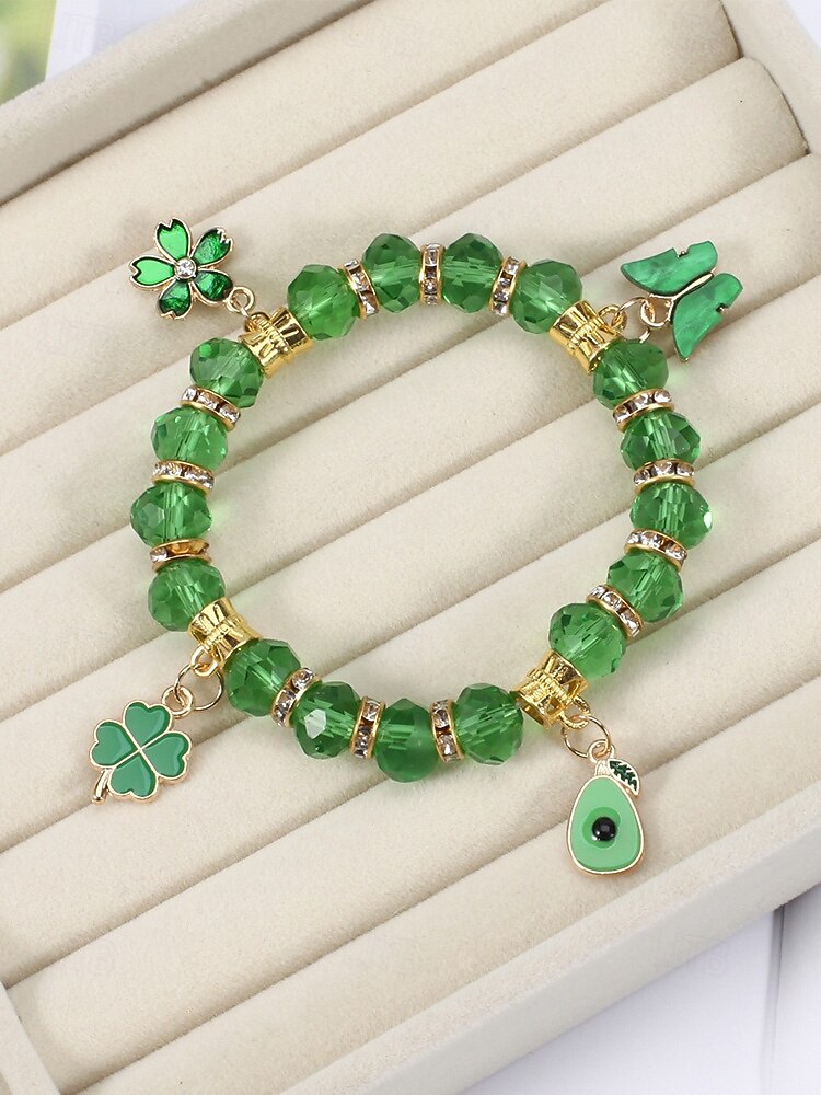 سوار ساحر للنساء بمناسبة عيد القديس باتريك، مزين بقلادة على شكل نبتة البرسيم الأخضر، بتصميم خرز متعدد الأنماط، مصنوع من سبيكة معدنية وكريستال صناعي، مجوهرات احتفالية أيرلندية للنساء 2026 - $7.99 –P8