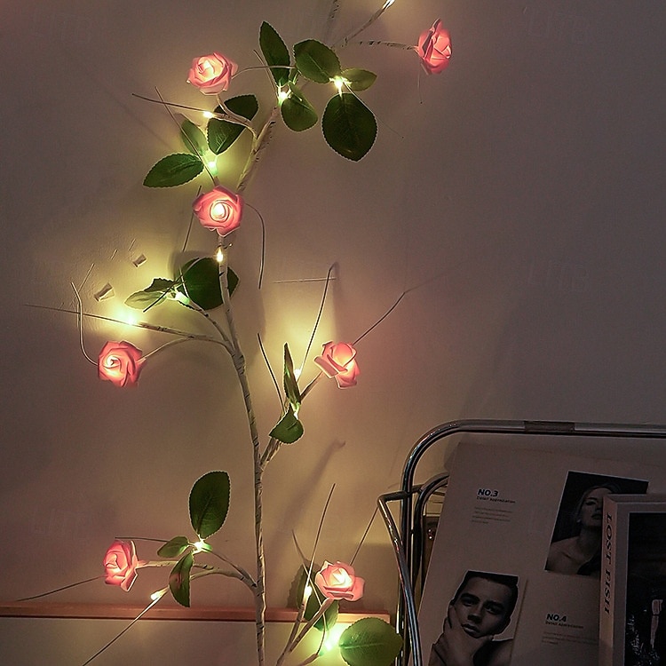 1.8M 48 LED Beads Artificial Rose Vine String Lights, Waterproof with Timer, AAA Battery Box, Indoor/Outdoor Bedroom, Living Room, Garden, Party, Wedding, Holiday Decoration 2026 - $25.99 –P6