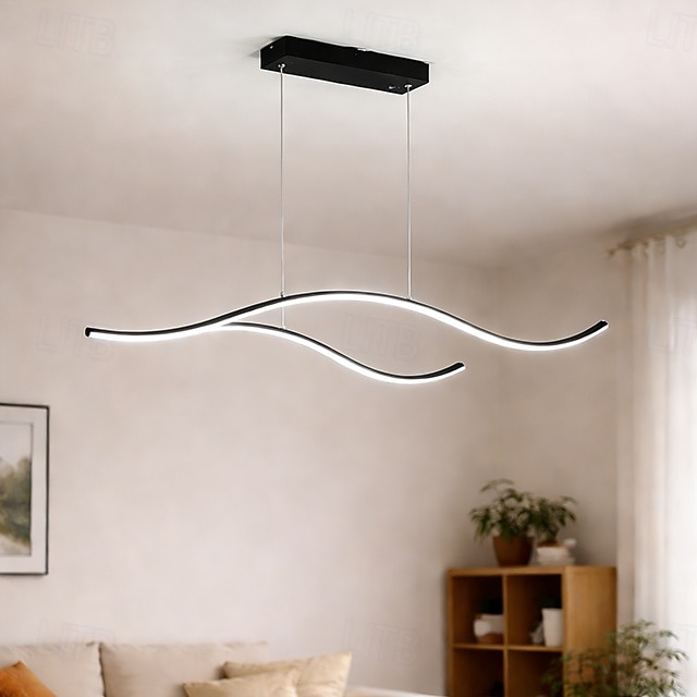 100/120 ס"מ led תליון אור גל עיצוב קו עיצוב זהב שחור מתכת סגנון אומנותי משרד בסגנון מודרני, חנויות גימורים צבועים מסוגננים אומנותי led 110-120v 220-240v 2026 - $328.79 –P9