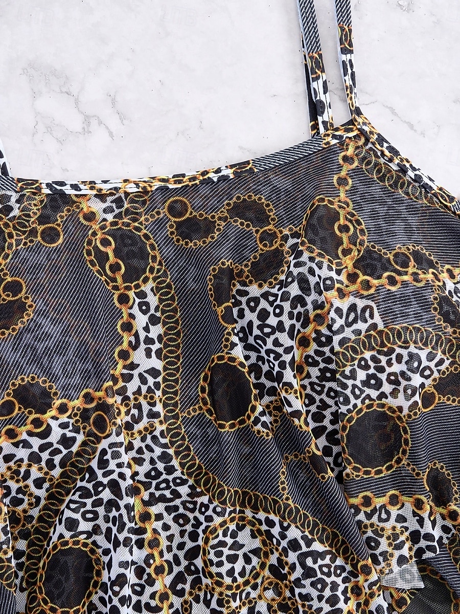 Γυναικείο Tankini 2 τεμαχίων Μαγιό Λεοπάρ Briefs Έλεγχος Κοιλιάς Ψηλή Μέση Αδύνατο Ανοιχτή Πλάτη Διακοπές Παραλία Floral Scoop Neck Άνευ Μανικιών Μαγιό 2026 - $22.99 –P9