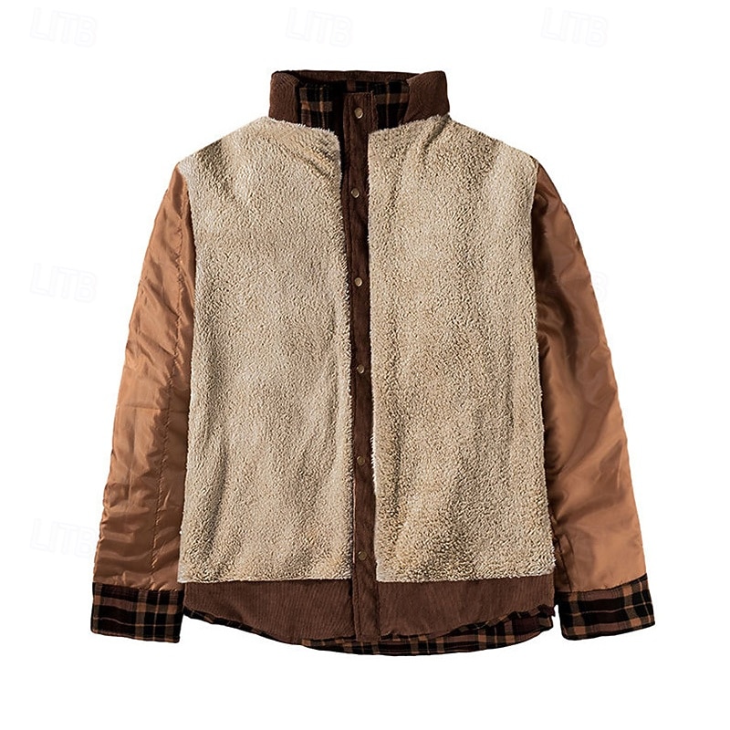 Per uomo Cappotto Invernale Giacca in Pile Giacca Casual Casuale Quotidiano Calore Termico Tasca Bottonato Autunno Inverno Plaid Streetwear Quotidiano Colletto Mao Regolare Rosso Verde scuro Marrone del 2026 a $72.99 –P6