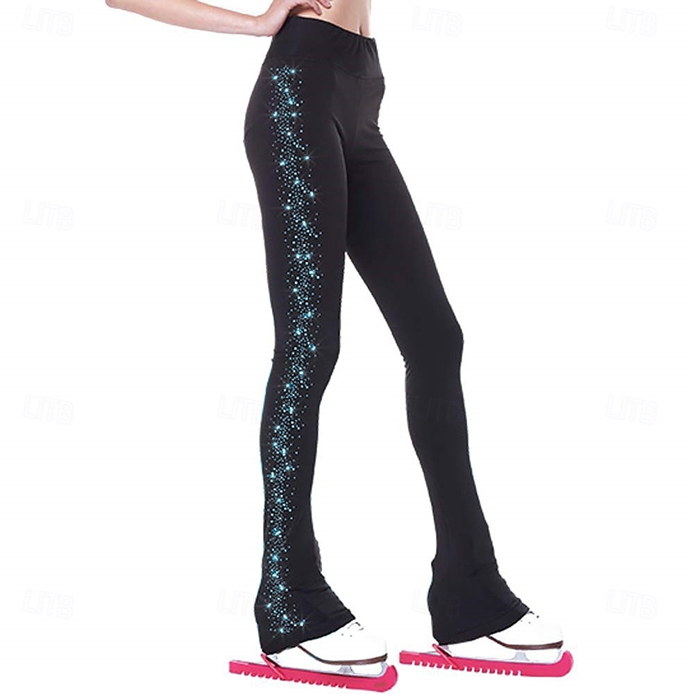 Eiskunstlaufhose Damen Mädchen Eislaufen Unterteile Schwarz Blau Gold Dehnbar Training Wettbewerb Eiskunstlaufkleidung Thermowarm Kristall / Strass Eislaufen Eiskundstlauf 2026 - $67.99 –P10