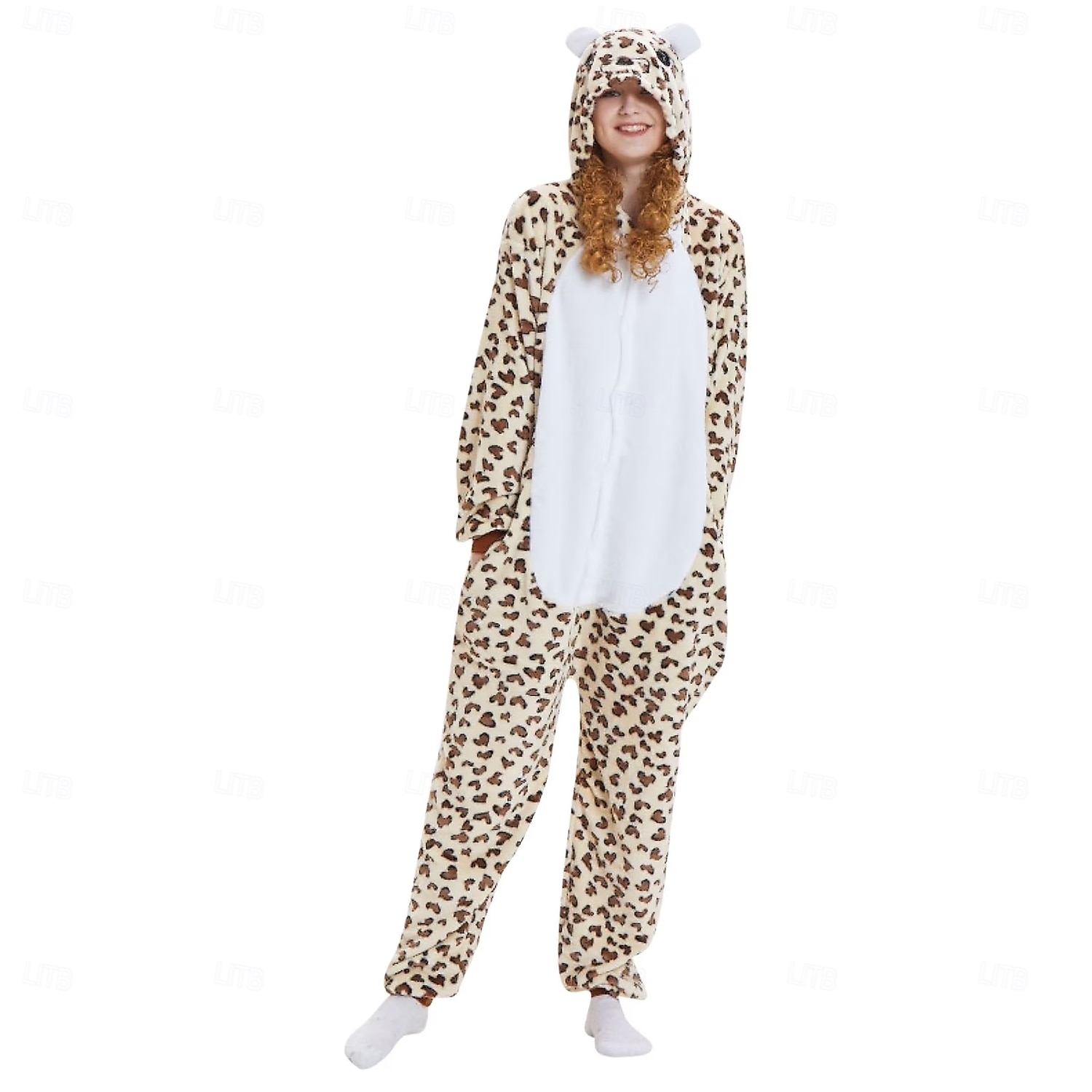 Kigurumi Pajamas Group Costume Onesie Costume Animal Leopard Warm Comfy Hooded Fleece Kid's Adults' Men's Women's Boys' Halloween Carnival Party Performance Homewear Dress Up 2026 - $27.99 –P2
