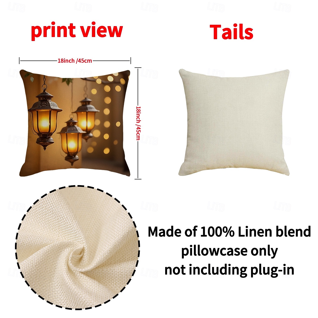 Capa de almofada decorativa para o Ramadã e Eid, lua crescente dourada &Almofada de sofá em estilo étnico com estampa de lanternas, decoração para festivais do Oriente Médio, ideal para sala de estar de 2026 por $13.99 –P5