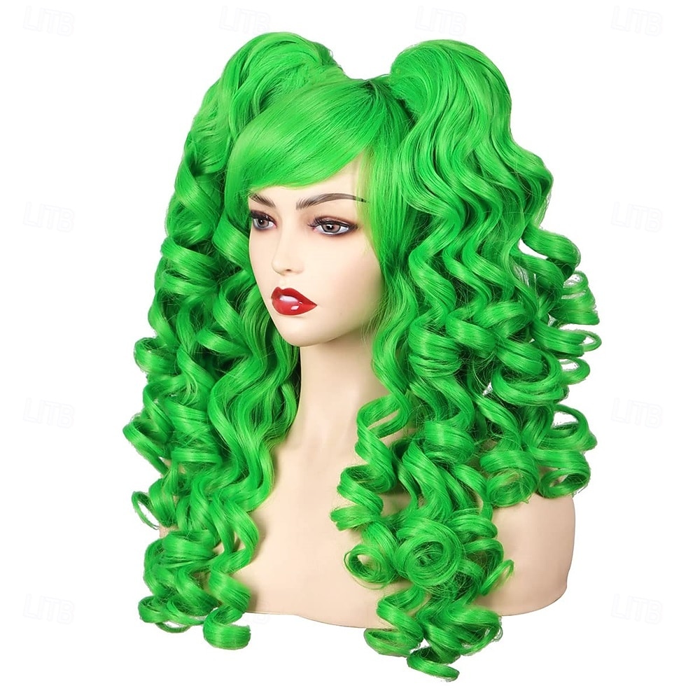 Perucas Verdes Peruca Sintética Cacheada com 2 Rabo de Cavalo Peruca Feita à Máquina Longo Cabelo Sintético Verde Mulheres Festa Natural Verde de 2026 por $33.99 –P5