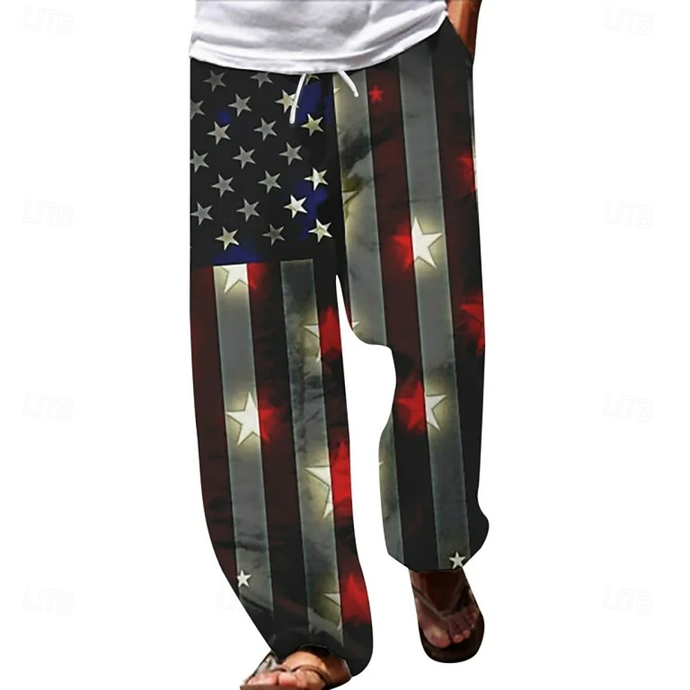 Ανδρικά Αστέρια και ρίγες Σημαία των ΗΠΑ 250ή επέτειος των Ηνωμένων Πολιτειών Παντελόνια Casual παντελόνι Φαρδύ παντελόνι Μεσαία Μέση Μόδα Casual ΕΞΩΤΕΡΙΚΟΥ ΧΩΡΟΥ Αργίες 2026 - $27.99 –P2