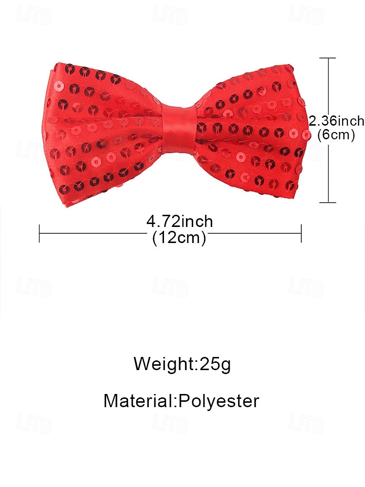 Men's Sequin Bow Tie, Polyester Material, Available in Multiple Colors, Perfect for Carnival & Masquerade Balls, Fun & Festive Accessory 2026 - $11.99 –P10