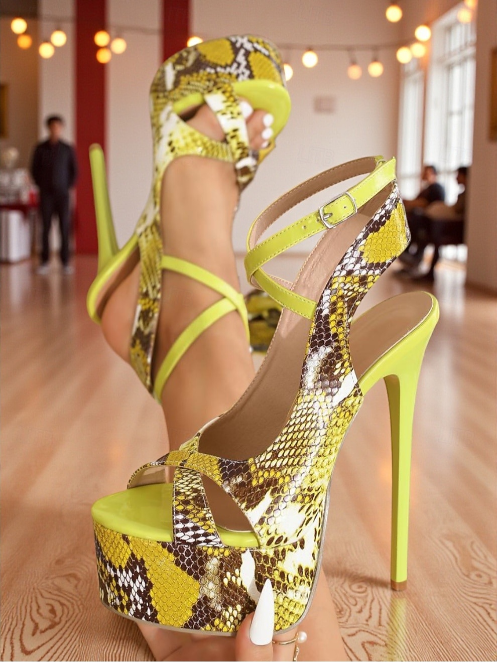 Women's High Platform Stiletto Heels, Snake Print Open-Toe Ankle Strap Pole Dance Shoes for Nightlife Party, Club Performances & Stage Shows 2026 - $54.99 –P5