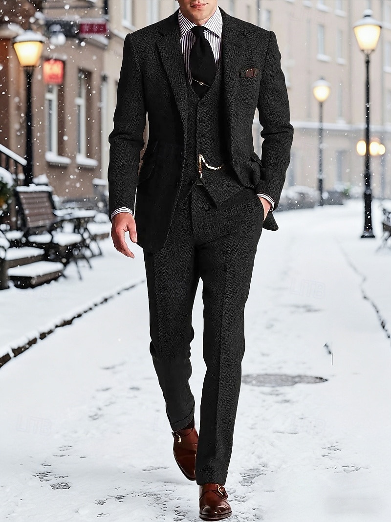Per uomo Blazer+Gilet+Pantaloni eleganti Blazer Affari Lavoro Matrimonio Moda Streetwear Autunno Inverno Tergal Tinta unica 3 pezzi Monopetto Giacca Nero Champagne Rosa Borgogna del 2026 a $119.99 –P11