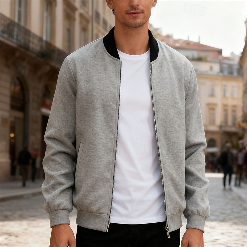 Per uomo Giacca Leggera Giubbotto bomber Giacca Casual Casuale Quotidiano Leggero Tasca Primavera Autunno Semplice Streetwear Elegante Colletto Mao Regolare Blu Nero Giallo Rosso Blu marino Giacca del 2026 a $30.99 –P11