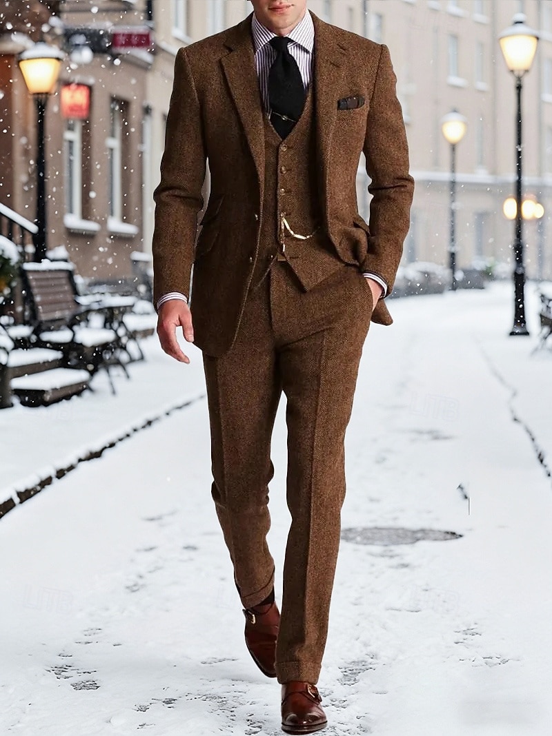 Per uomo Blazer+Gilet+Pantaloni eleganti Blazer Affari Lavoro Matrimonio Moda Streetwear Autunno Inverno Tergal Tinta unica 3 pezzi Monopetto Giacca Nero Champagne Rosa Borgogna del 2026 a $119.99 –P4
