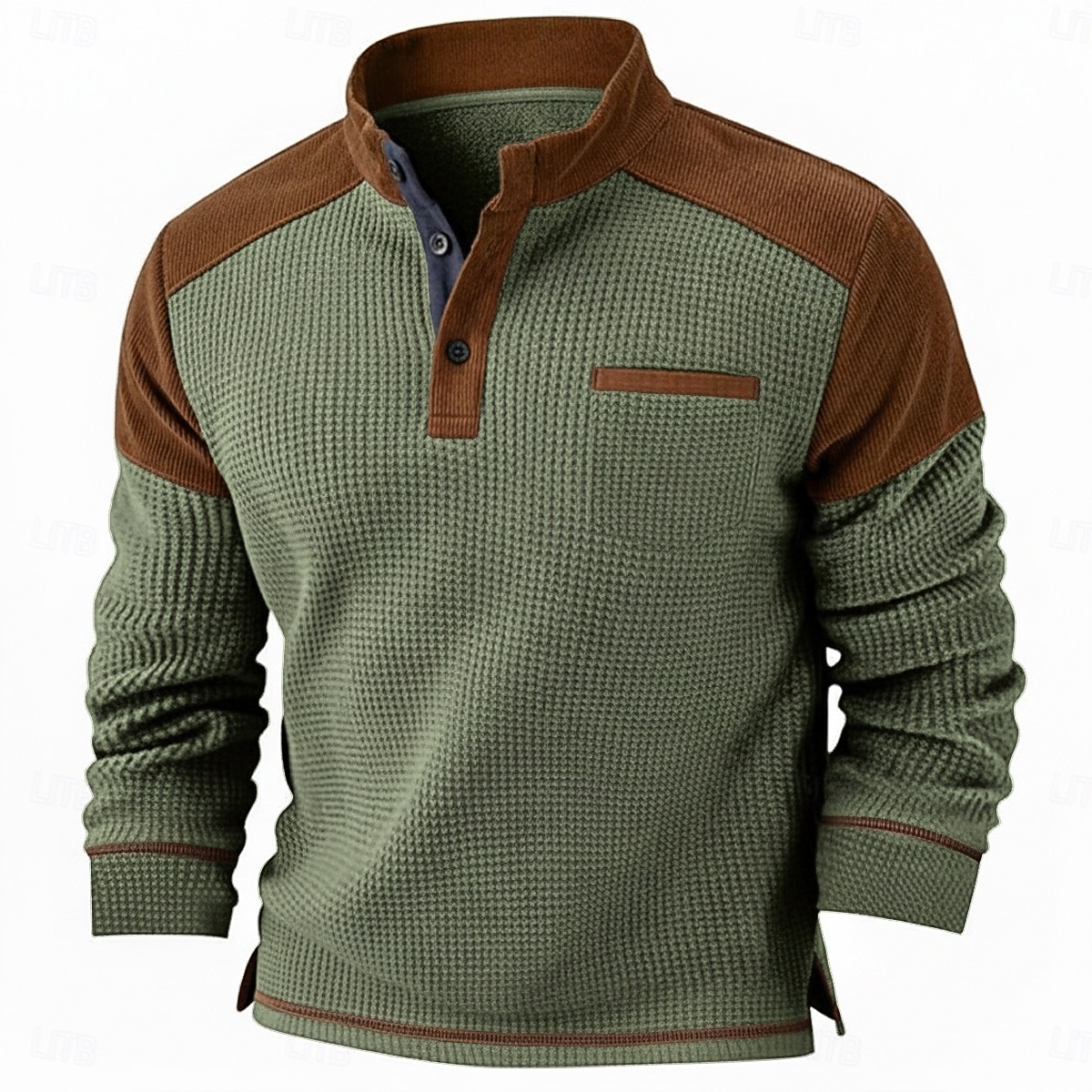 Herre Vaffel T-skjorte T skjorte Vaffel Henley-skjorte Langermet Henley Vinter Vår & Vinter Helfarge Tradisjonell / vintage Ren Avslappet Hjem utendørs Svart Navyblå Grønn Topp T-skjorte for menn 2026 - $26.99 –P10