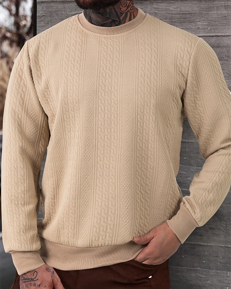 Homens Moletom Estacionar Preto Branco Cáqui Cinzento Gola Redonda Tecido Jacquard Casual Diário Desportos e Ar livre Roupa de rua Roupa de Esporte Casual Primavera Outono Roupa Moletons Moletons de 2026 por $26.99 –P1