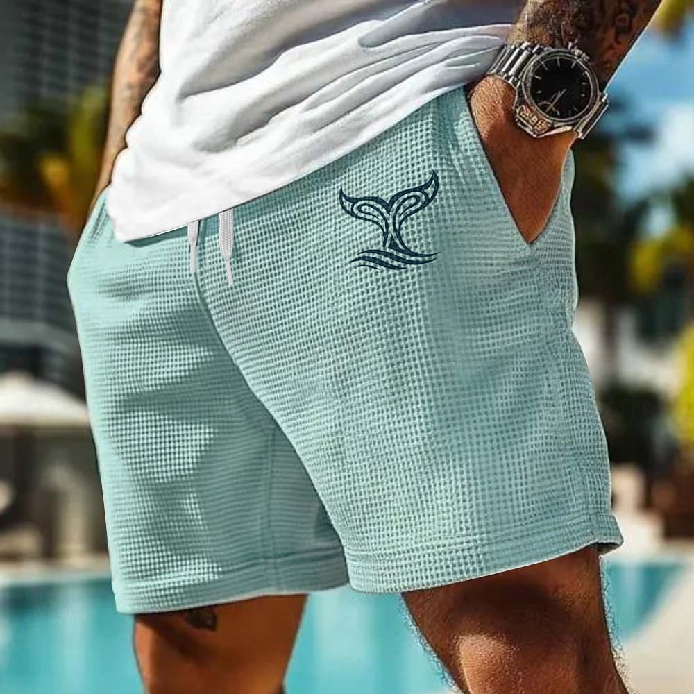 Men's Dophin Sea Creatures Waffle Shorts Sweat Shorts Casual Shorts Mid Waist Fashion Casual Vacation Jogging Workout Textured Elastic Drawstring Waist Shorts with Pockets Designer Clothing Apparel 2026 - $22.99 –P1