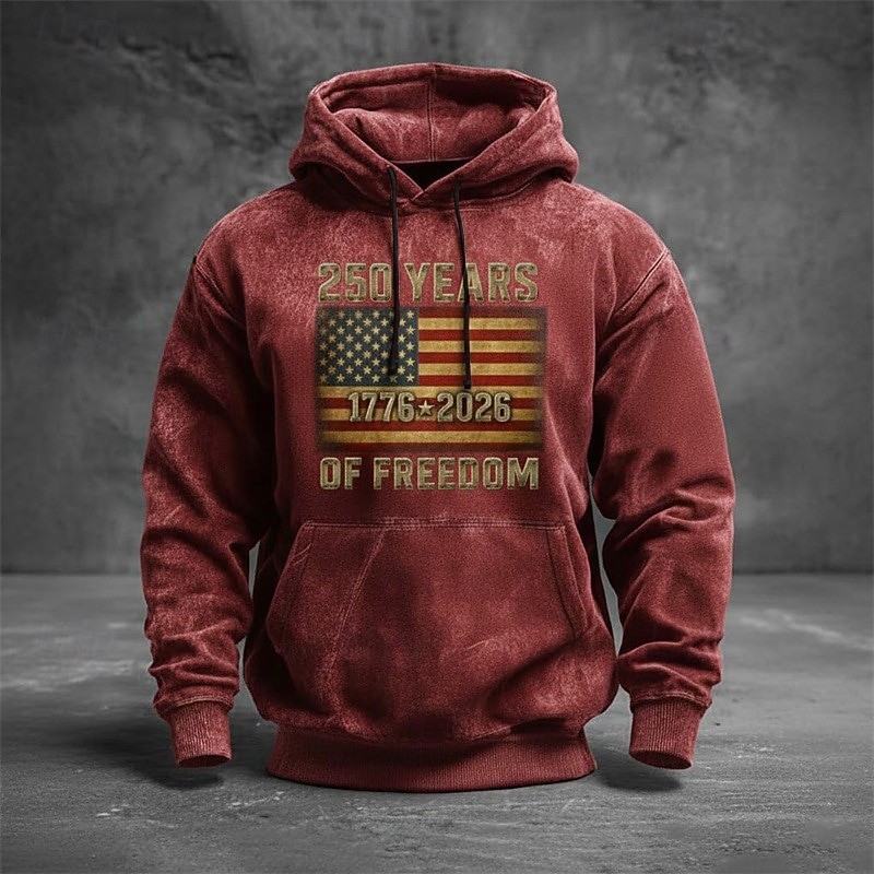 Herren Grafik Amerikanische US-Flagge Kapuzensweatshirt Pullover-Hoodie Bedruckter Hoodie Mode Streetwear Täglich Vintage-Retro Langarm Mit Kapuze Outdoor Streetwear Urlaub Rote Braun Grün Grau 2026 - $32.99 –P3