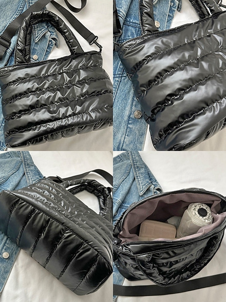 női könnyű, steppelt, puffos, keresztpántos táska - többszínű, vízálló, párnázott kézitáska mindennapi ingázáshoz 2026 - $14.99 –P6