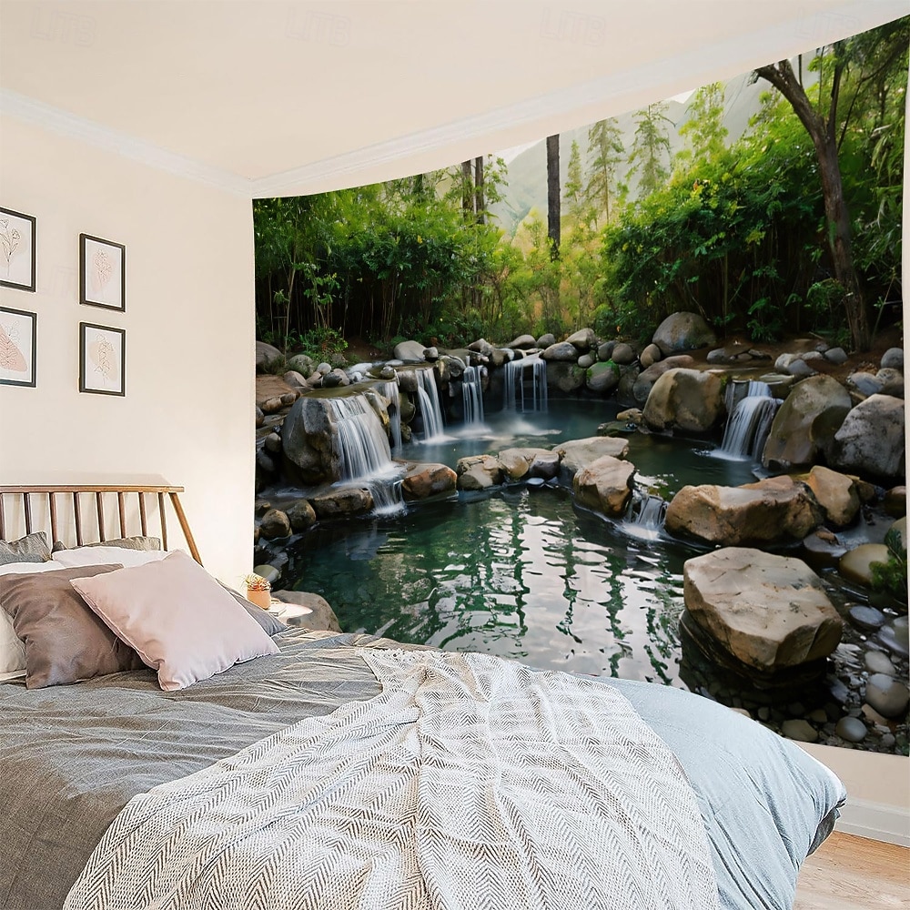 tapeçaria mural com paisagem de plantas naturais, arte em tapeçaria grande, decoração de fundo fotográfico, tecido para manta, cortinas, decoração para casa, quarto e sala de estar. de 2026 por $17.99 –P2