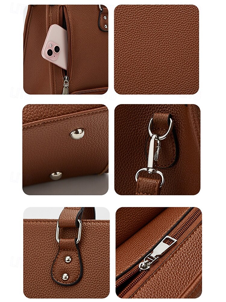 Women's Faux Leather Tote Bag with Adjustable Shoulder Strap, Large Capacity, Waterproof, Multiple Colors - Perfect for Weekend Getaways and Daily Commute 2026 - $42.99 –P12