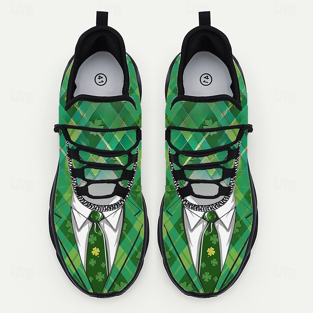 Men's St. Patrick's Day Sneakers – Fun Green Shamrock and Argyle Pattern, Lightweight, Ideal for Celebrations and Festive Occasions 2026 - $46.99 –P7
