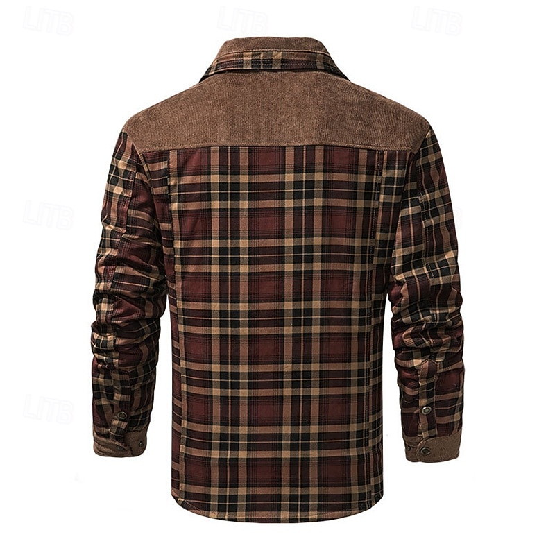 Per uomo Cappotto Invernale Giacca in Pile Giacca Casual Casuale Quotidiano Calore Termico Tasca Bottonato Autunno Inverno Plaid Streetwear Quotidiano Colletto Mao Regolare Rosso Verde scuro Marrone del 2026 a $72.99 –P5