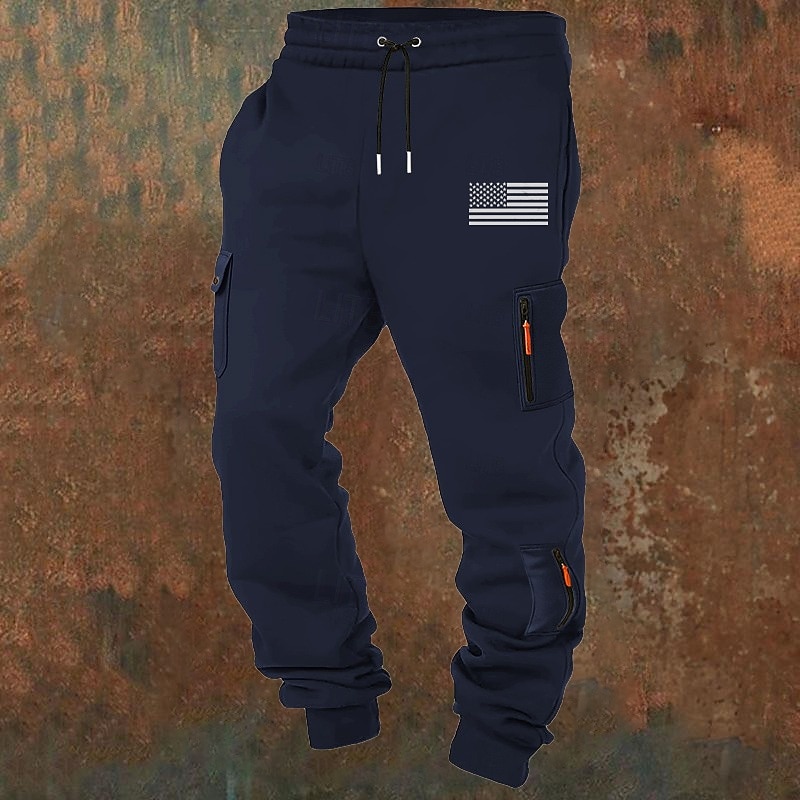 Hombre Pantalones cargo Pantalones de Deporte Persona que practica jogging Pantalones Correa Bolsillo Cintura elástica Bandera estadounidense de los Estados Unidos Comodidad Transpirable Casual 2026 - $26.99 –P7