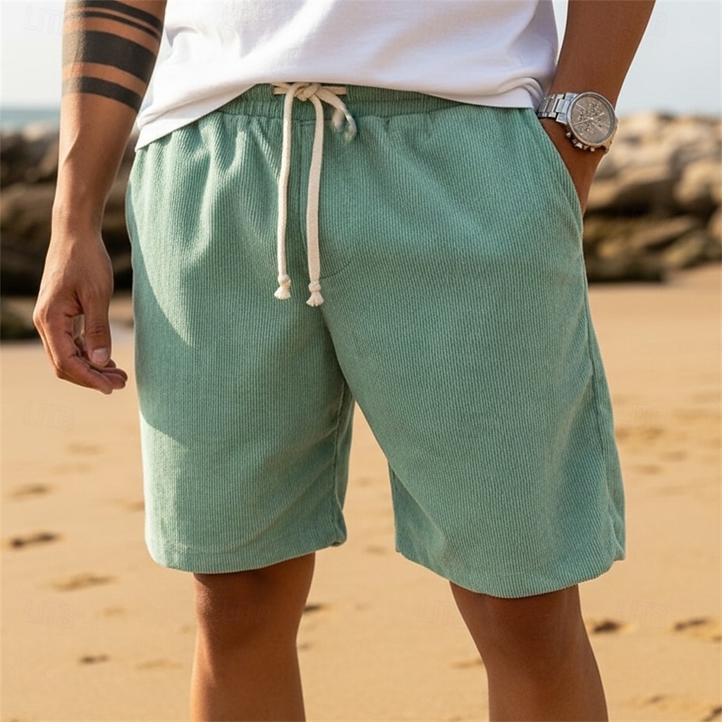 Herr Sommarshorts Beach Shorts Casual shorts Manchester Shorts Snörning Elastisk midja Ensfärgat Komfort Knelängd Dagligen Utomhus Helgdag Semester Mode Marinblå Kaki Microelastisk 2026 - $17.99 –P6