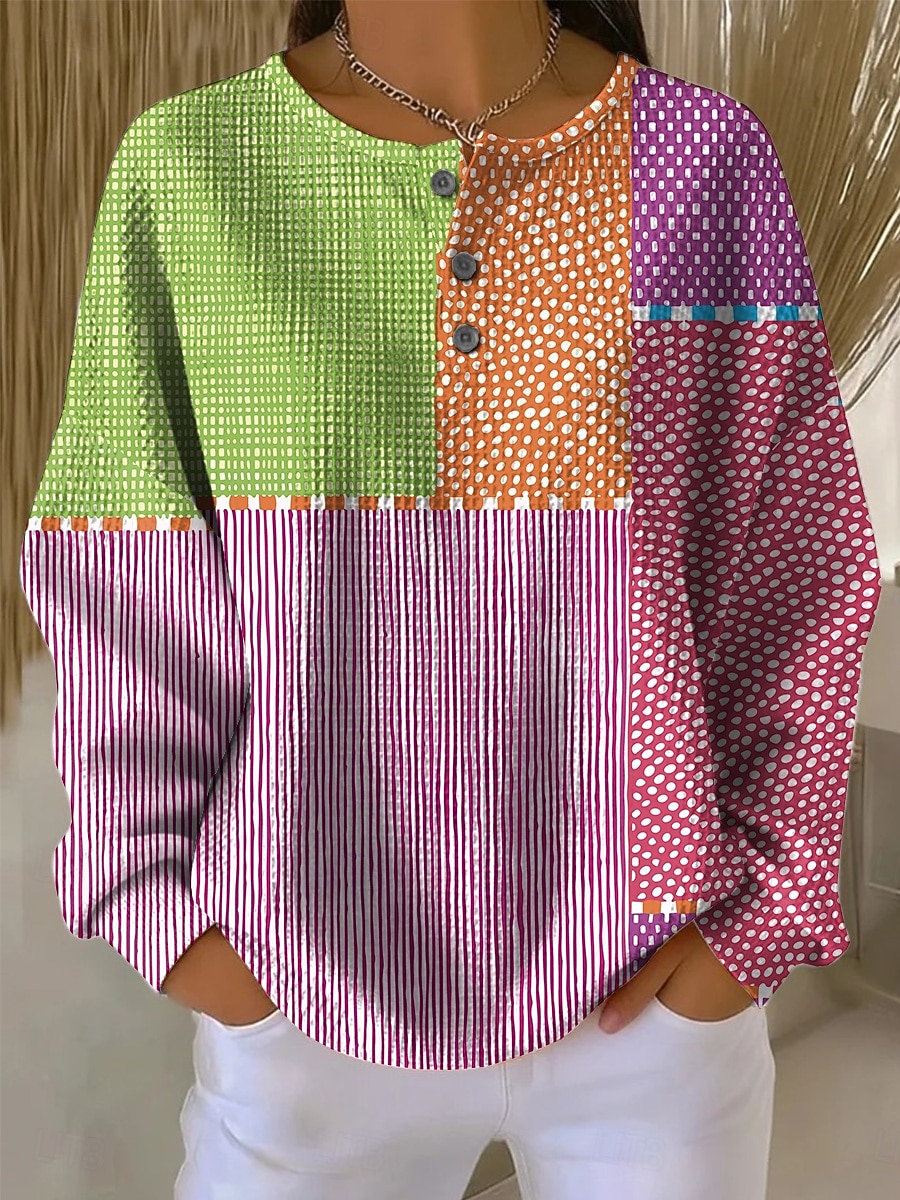 Per donna Felpa Pullover Geometrico Astratto Casual Manica Lunga Girocollo Top Regolari Blu Nero Bianco Giallo Rosa Primavera Autunno del 2026 a $28.99 –P4