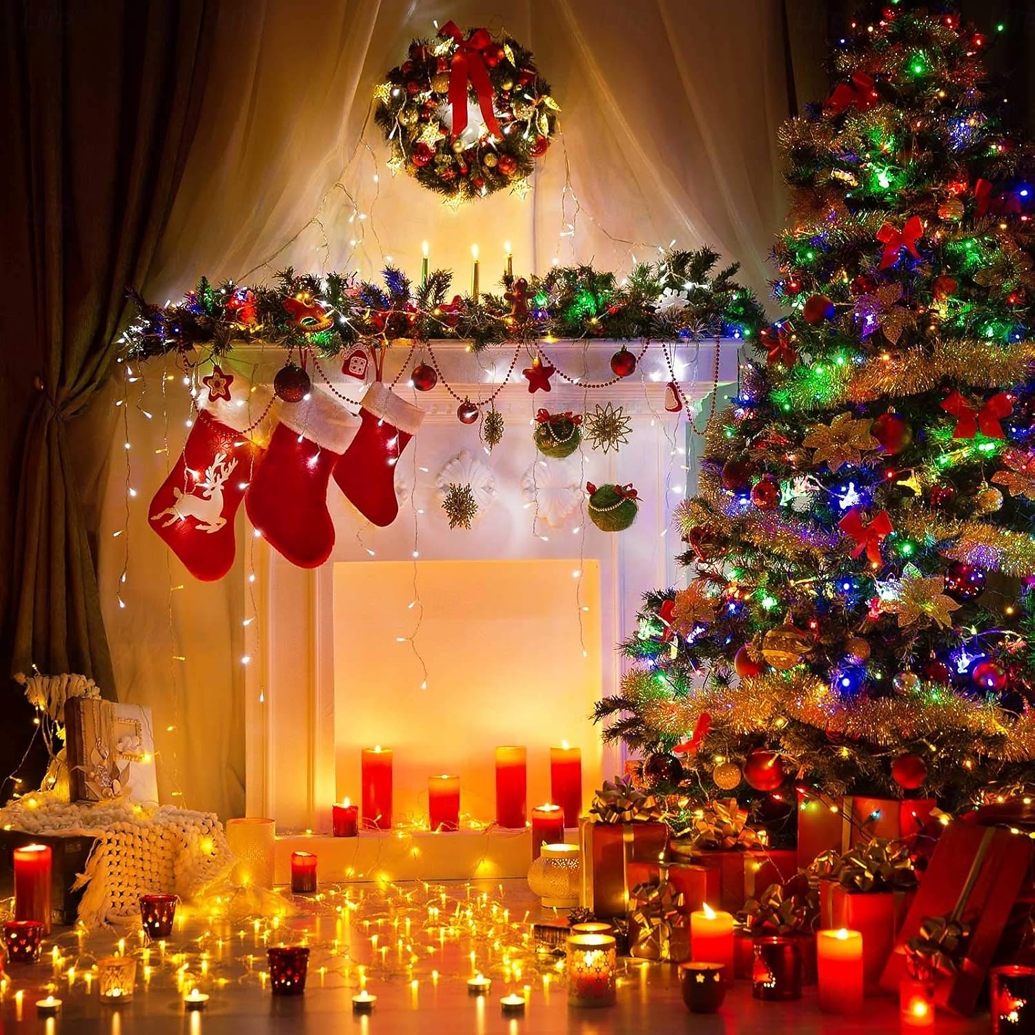 Vízálló elemes fényfüzér mini lámpák 33ft 100 LED 8 funkciós időzítő távirányítóval benti hálószobához Valentin-nap új év Halloween esküvői parti hangulatú díszvilágítás 2026 - $17.49 –P7