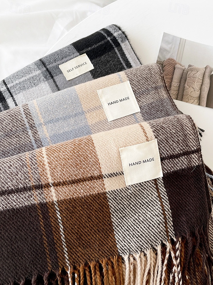 Miesten villajäljitelmäpolyesterihuivi, ruudullinen kuvio, useita värejä, täydellinen lahjaksi 2026 - $14.99 –P6