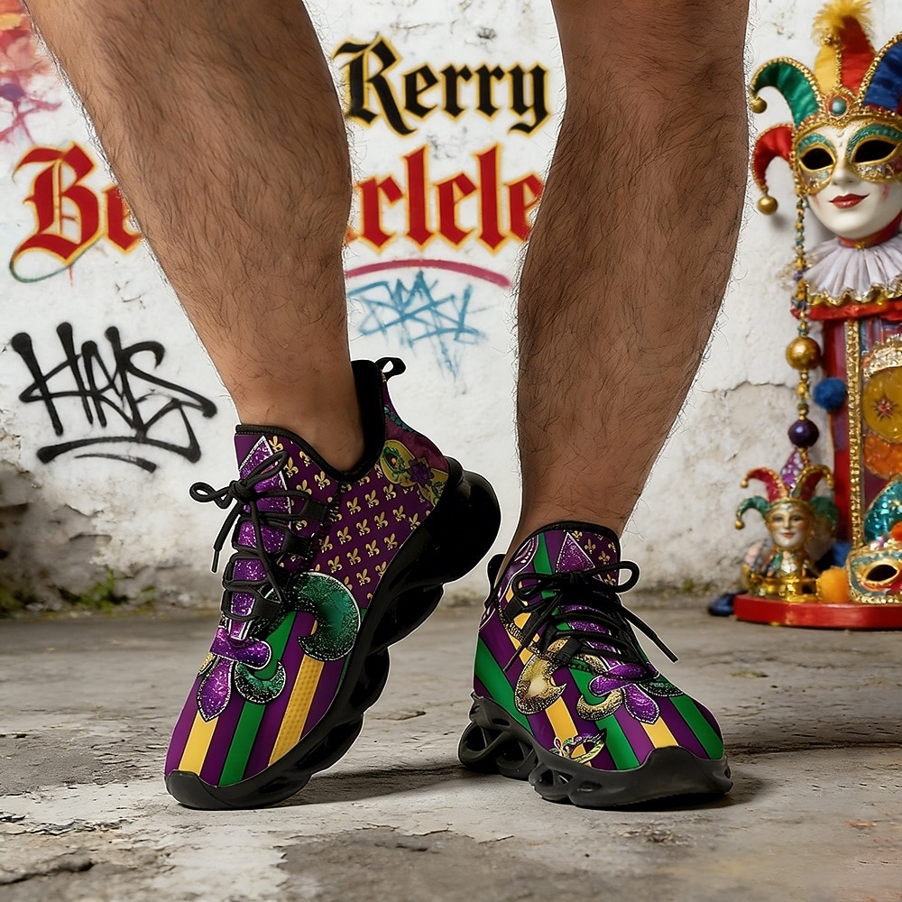 סניקרס ספורטיביות צבעוניות לגברים לחג המולד נעליים קלות עם ספיגת זעזועים לאירועי קרנבל מצעדים הליכה חיצונית טיולים וספורט יומיומי 2026 - $42.99 –P4