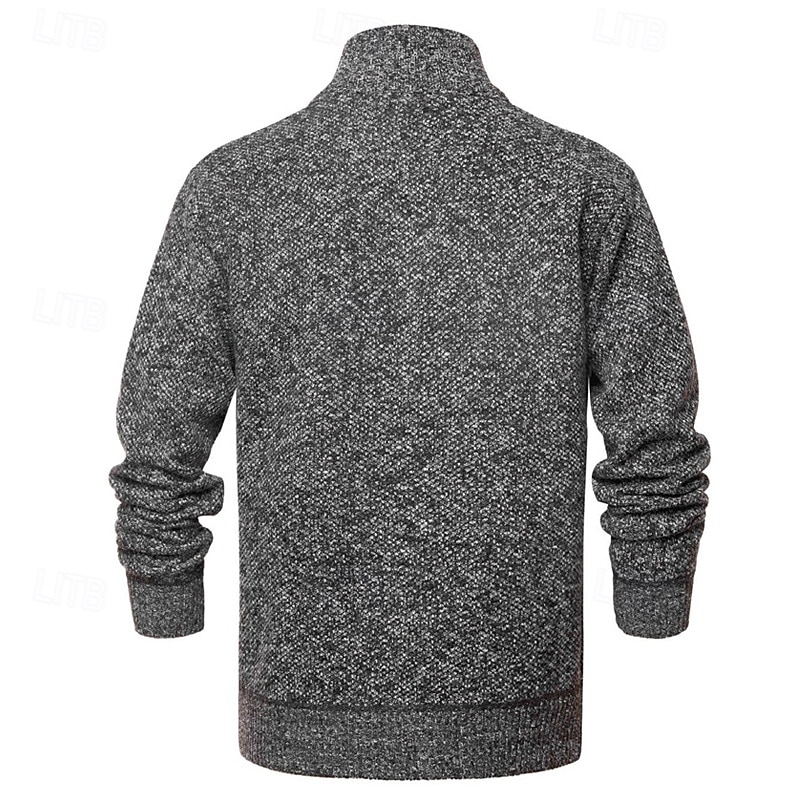 Herre Genser Cardigan Genser Glidelås genser Riflet Strikke Vanlige topper Strikket Helfarge Høyhalset Nøytral Mote Avslappet Dagligdagstøy Klær Høst Vinter Navyblå M L XL 2026 - $30.99 –P18