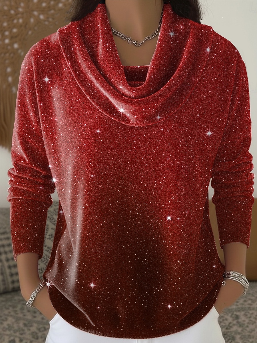 Νέος Χρόνος Γυναικεία Βελούδο Ombre Στυλάτο Μοντέρνα Καθημερινό Μακρυμάνικο Με σούρα στο λαιμό Κανονικά μπλουζάκια Θαλασσί Ρουμπίνι Βυσσινί Χρυσό Πράσινο του τριφυλλιού Φθινόπωρο 2026 - $32.99 –P3