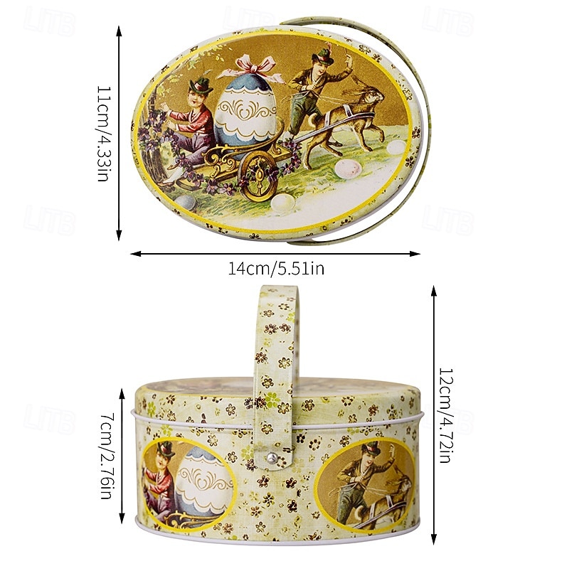 Confezione da 4 scatole ovali di latta a forma di coniglietto pasquale con manici, contenitori per conservare le uova di Pasqua, contenitori di metallo portatili per bambini, ideali per biscotti, del 2026 a $22.99 –P1