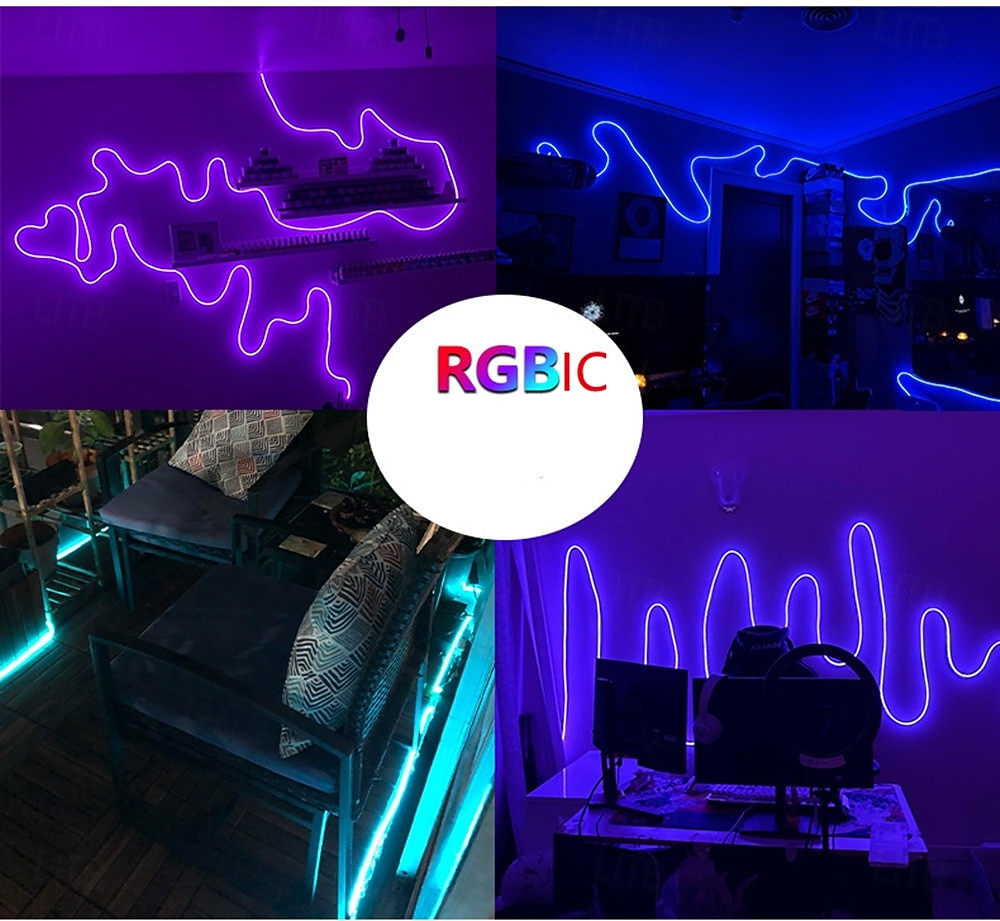 1Set 5V RGBIC Neon Strip Light 1M 2M 3M 5M 10m USB Waterproof Flexible Ribbon Tape Neon Lights With APP Bluetooth Remote Control For Home Decor 2026 - $17.99 –P1