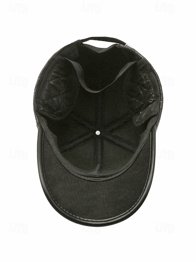 Pánská baseballová čepice z umělé kůže se skládacími klapkami na uši, dostupná v několika barvách, ideální do chladného počasí a na běžné nošení 2026 - $11.99 –P8