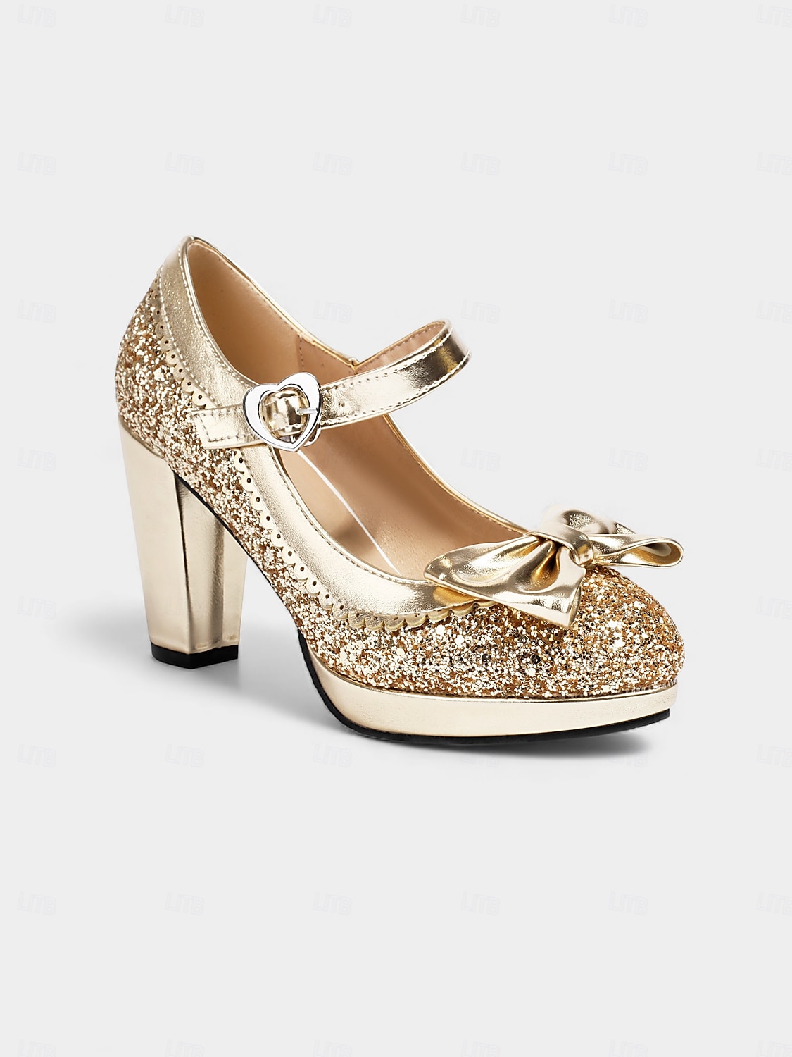 Γυναικείες Σατανάδες Χρυσές Γυαλιστερές Mary Jane με Λεπτομέρεια σε Σχέδιο - Λαμπερές Πλατφόρμες Ρετρό Στυλ Γοητείας Ιδανικές για Καρναβάλι και Εορταστικές Γιορτές 2026 - $59.99 –P10
