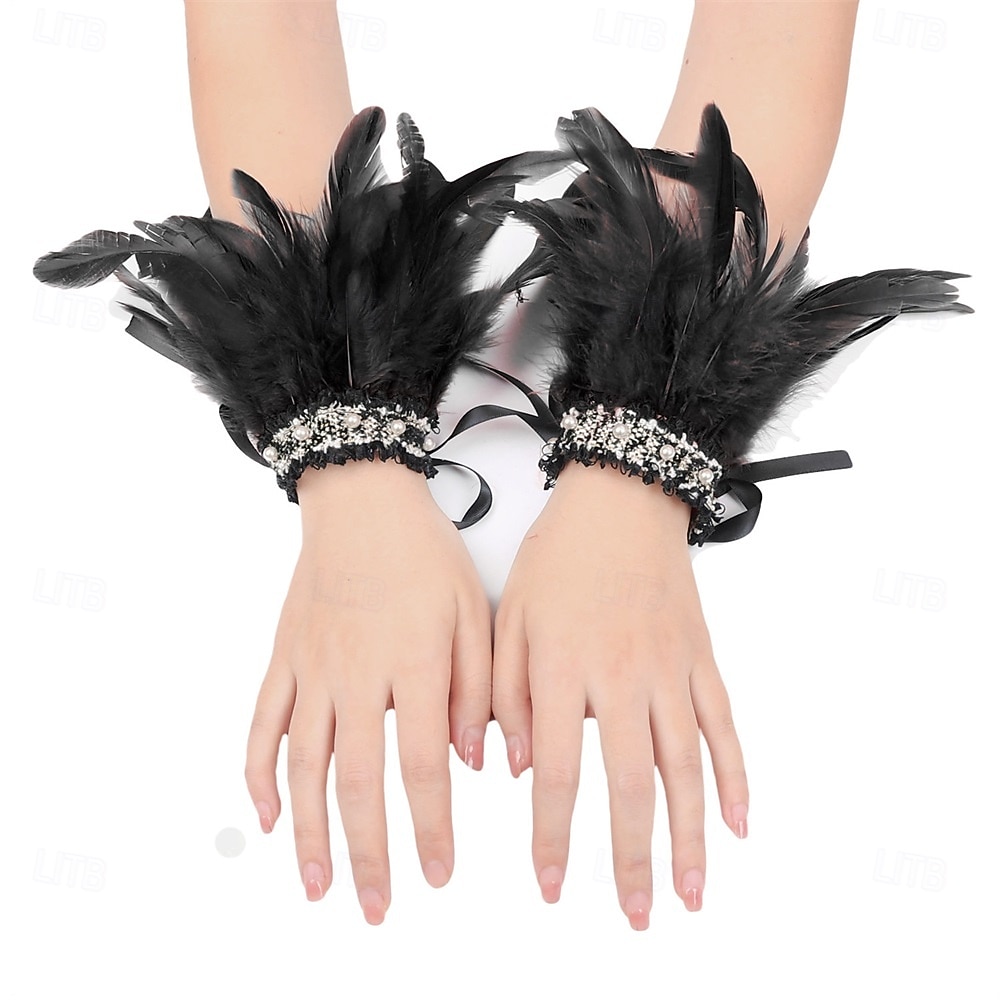 Carnaval 2026 Accesorios de Samba del Carnaval de Río Puños de Plumas para Mujeres Puños de Lentejuelas Brillantes con Plumas de Varios Colores para Danza en Brasil 2026 - $10.49 –P3