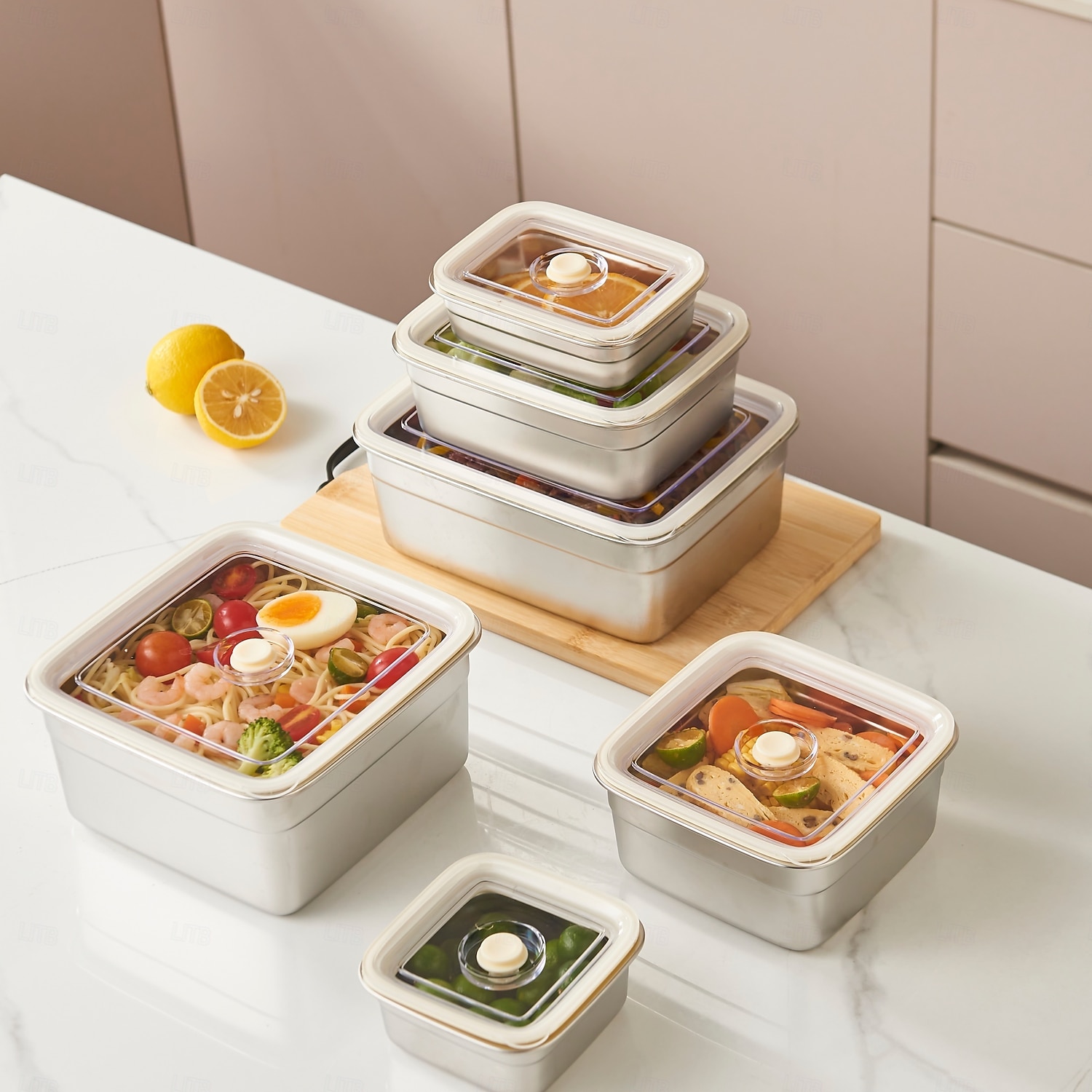 vakuummatbeholder matvaregodkjent sus304 forseglet matoppbevaringsboks bento lunsjboks for frukt, kjøleskapsikker, lufttett måltidsbeholder (firkantet) 2026 - $20.99 –P4