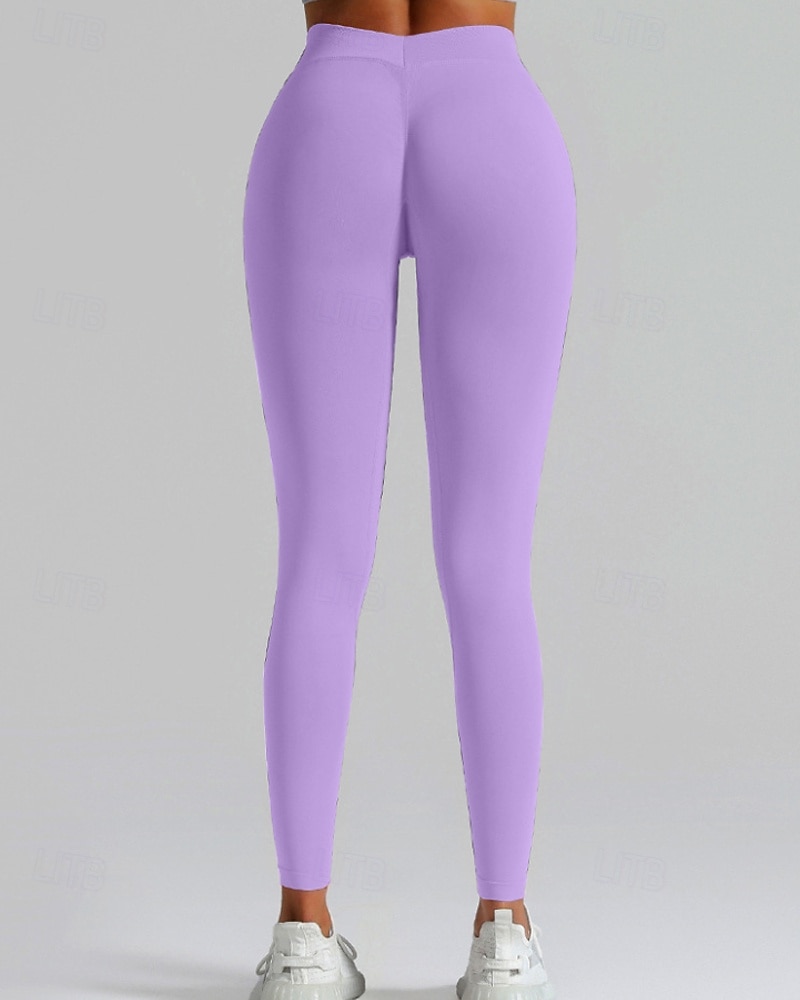 Per donna Chinos Leggings Streetwear Casual Athleisure Lunghezza intera Vita media Semplice Elastico in vita Traspirante Elasticizzato Quotidiano All'aperto Vacanza Viola Nero Blu reale Fuschia del 2026 a $17.99 –P12