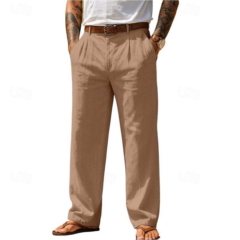 Pánské Bavlněné plátěné kalhoty Kalhoty Letní kalhoty Volné kalhoty Plážové kalhoty Kapsy Pevná barva Pohodlné Prodyšné Denní Venkovní Plážové prázdniny Módní Černá Bílá Neelastické 2026 - $27.99 –P8