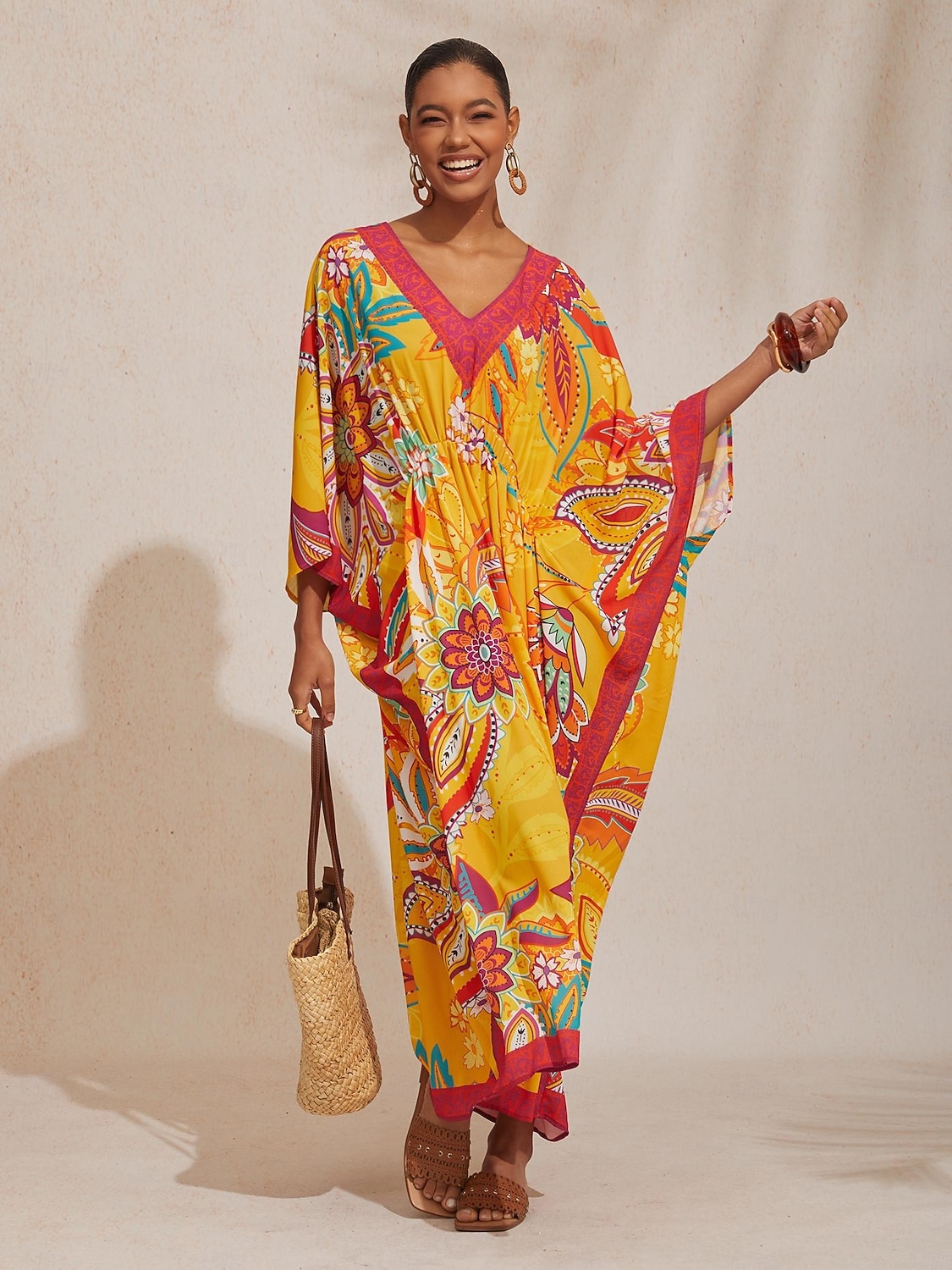 Boho-Paisley-Kaftan aus fließendem Chiffon 2026 - $91.99 –P2