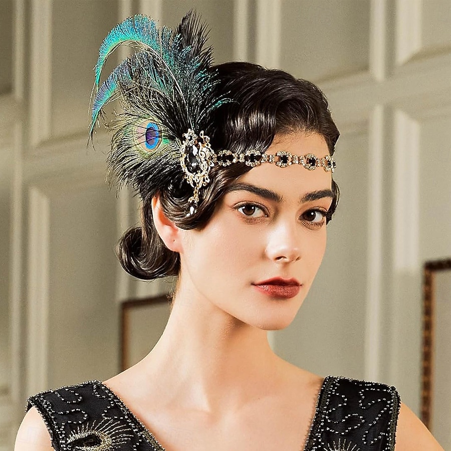 Vintage 1920s The Great Gatsby Flapper Headband The Great Gatsby Flapper Girl Feather Fancy Dress Women's Christmas Carnival Masquerade Retro Theme Party Charleston Dance Adults Headband 2026 - $22.99 –P1