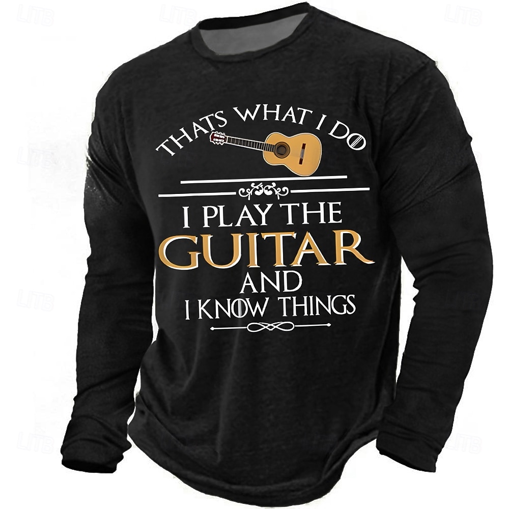 Mens Graphic Long Sleeve T Shirt Thats What I Do I Play The Guitar And I Know Things Vintage Army Green Musician Tee Clothing Apparel S M L XL XXL XXXL 2026 - $23.99 –P3