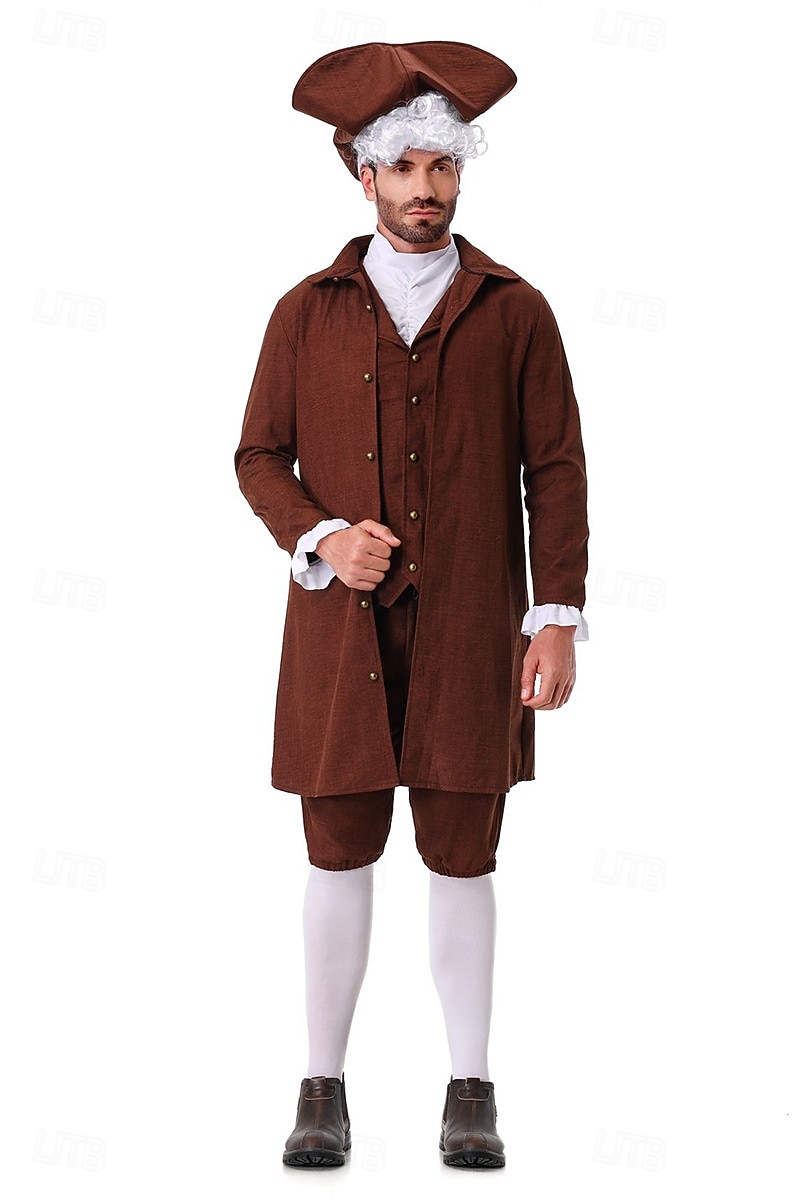 250e jubileum VS Rococo Barok Outfits Lange Mouwen George Washington Koloniaal Onafhankelijkheidsoorlog Kostuum Voor heren Carnaval Independence Day 4 juli Volwassenen Jas Broeken Kraag 2026 - $50.99 –P6
