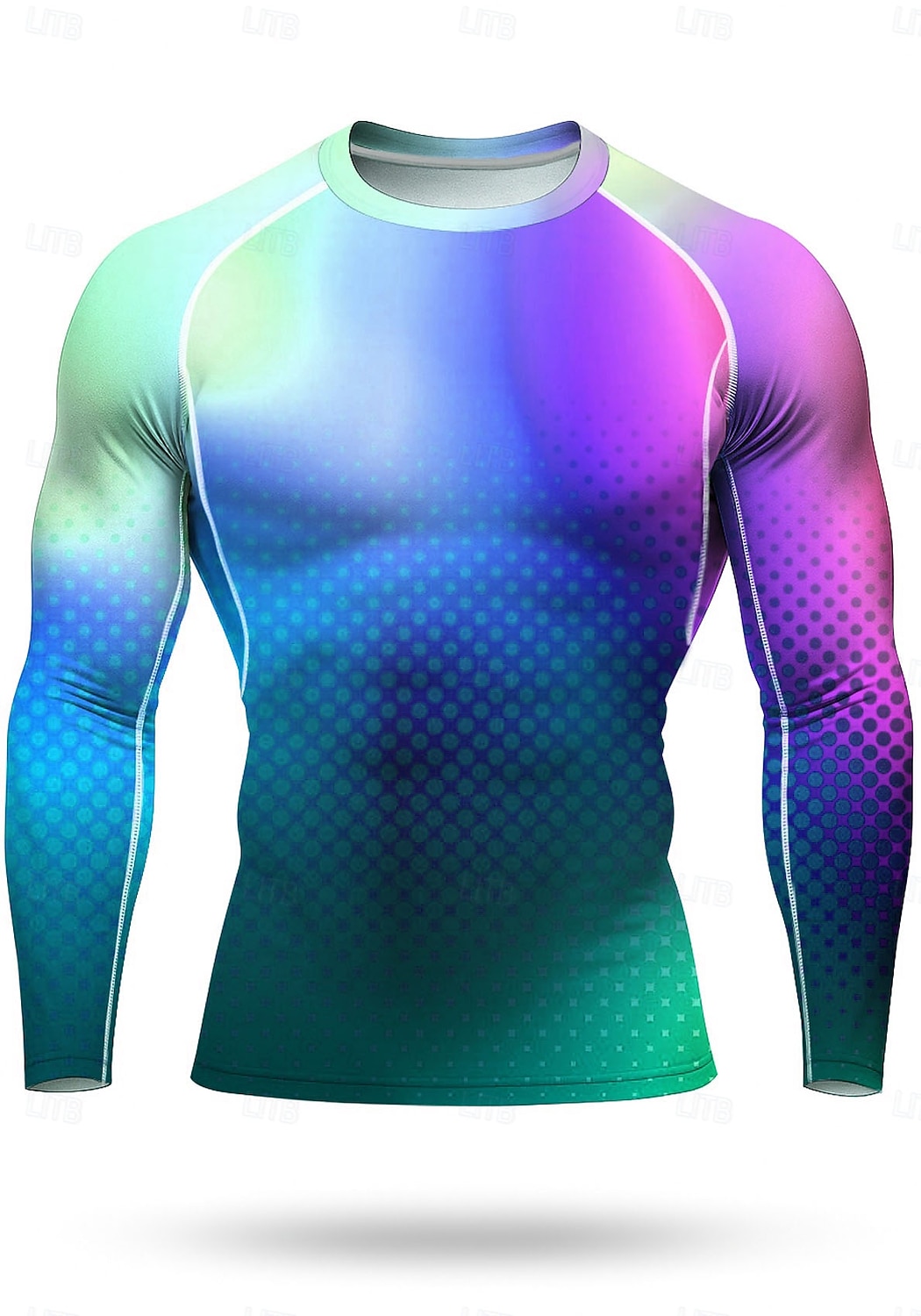 رجالي للجنسين هندسي التدرج تيشيرت للجري قميص رياضي قميص اللياقة البدنية قميص تجريب قميص الجري الصيف الربيع الخريف الشتاء كم طويل UPF 50 2026 - $18.99 –P5