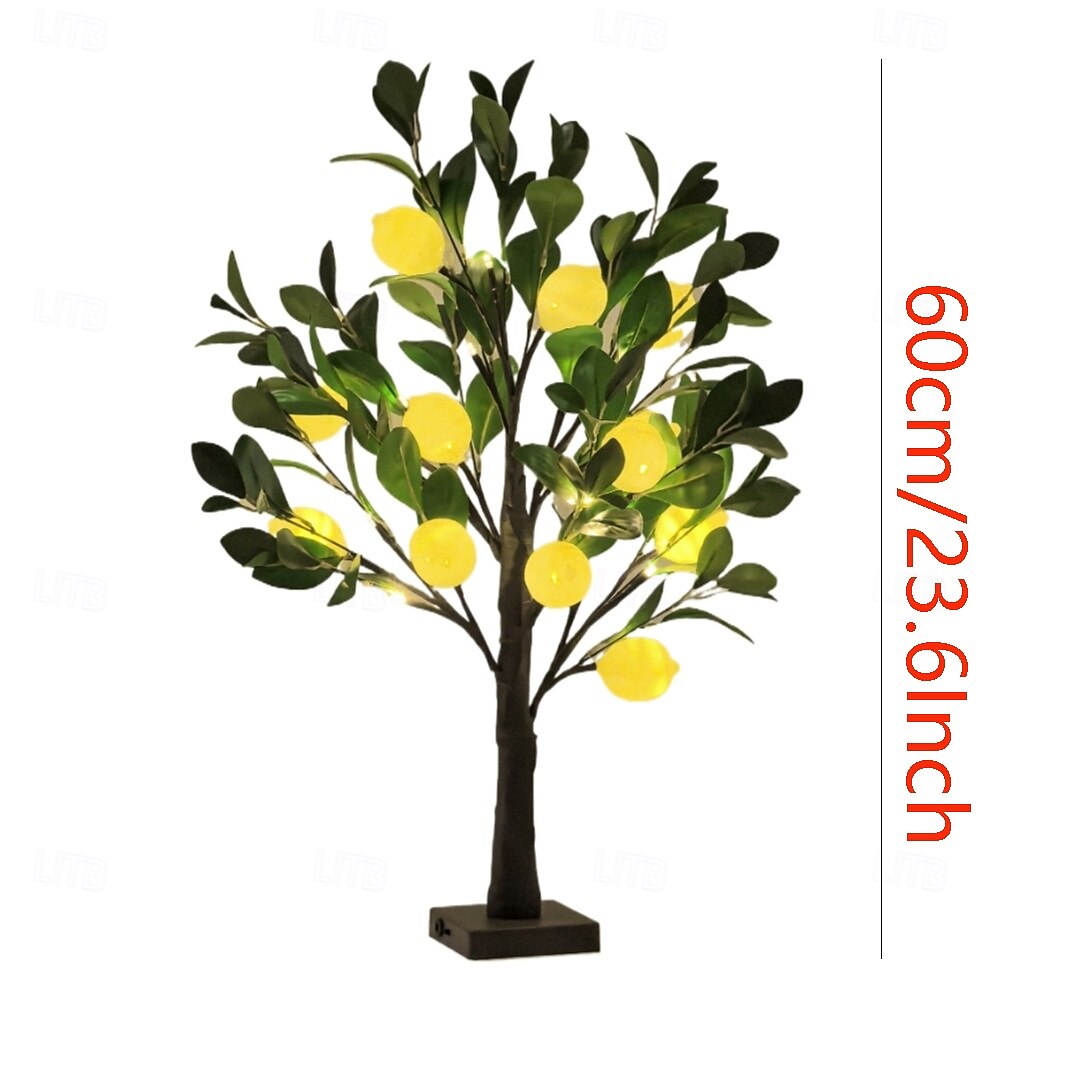 60cm/23,9palcové umělé světlo na citroník, 12 citronů, 24 LED korálků, jarní/letní interiérová/venkovní dekorace do ložnice, obývacího pokoje, jídelny, noční světlo na párty 2026 - $25.99 –P14